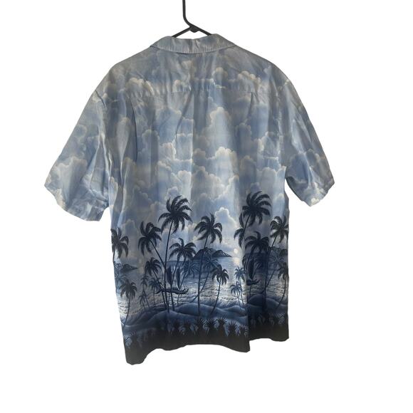 RJC Men's Size 2XL Hawaiian Palm Tree Vacation‎ Blue Button Up - Picture 7 of 9